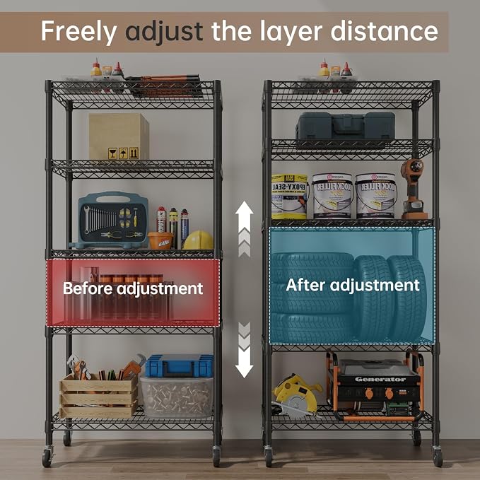 SINGAYE 5 Garage Heavy Duty Shelving Unit Kitchen Pantry Close Home Organizers - Image 7