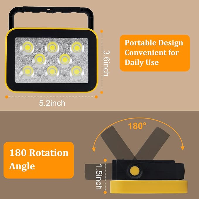 4 Pack Work Light Portable COB LED Super Bright Rechargeable Flood Light - Image 5