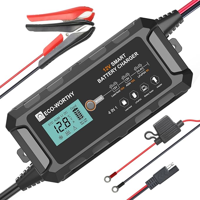 ECO-WORTHY 10A Lifepo4 Battery Charger 12V, Smart Car Battery Charger by ECO-WORTHY