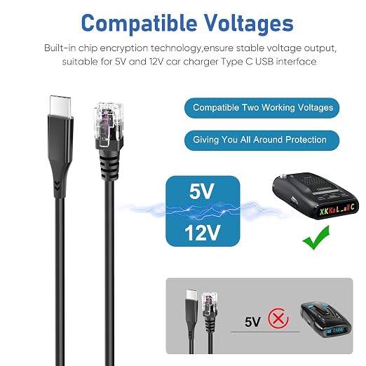 Radar Detector Cable, USB C to RJ11 Cable Charging Kit, - Image 3
