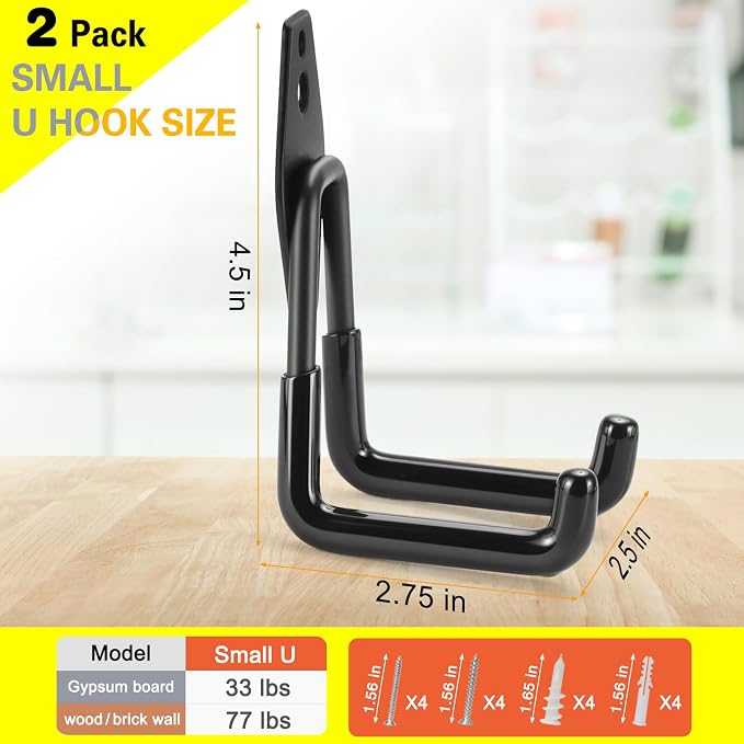 2 Pack Heavy Duty Garage Hooks Storage Organizer Wall Mount Power and Garden - Image 3