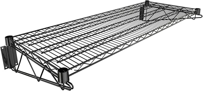 18" x 48" Black Epoxy Wire Wall Mount Shelf by Krollen+Industrial