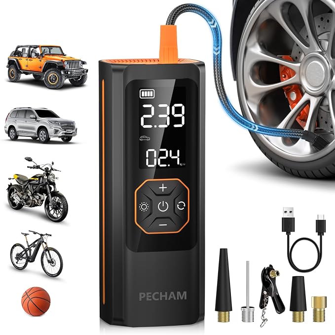 PECHAM Tire Inflator Portable Air Compressor, USB 5V 20000mAh Battery 160PSI by PECHAM
