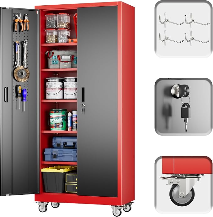 71" H×32" W×16" D Garage Storage Cabinet by GANGMEIMENTALSTORAGECABINET