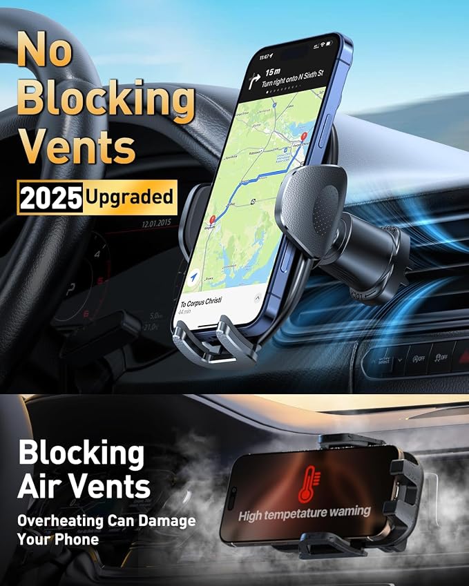 HTU 【Military-Grade Car Phone Holder, 【Strongest & Longest Steel-Hook】 Car Vent - Image 4