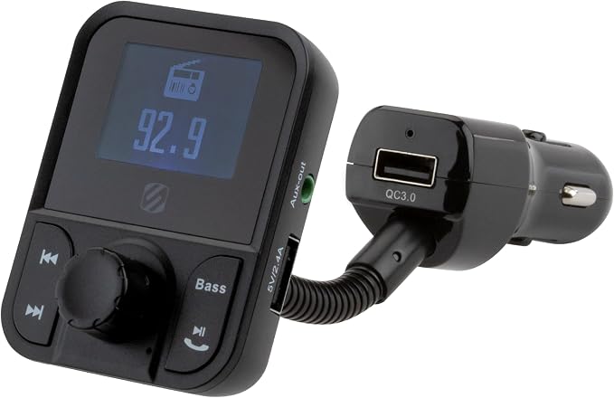 Scosche SBTFM1-XCES0 Bluetooth 5.0 FM Transmitter w/ Dual USB Charger Ports by Scosche
