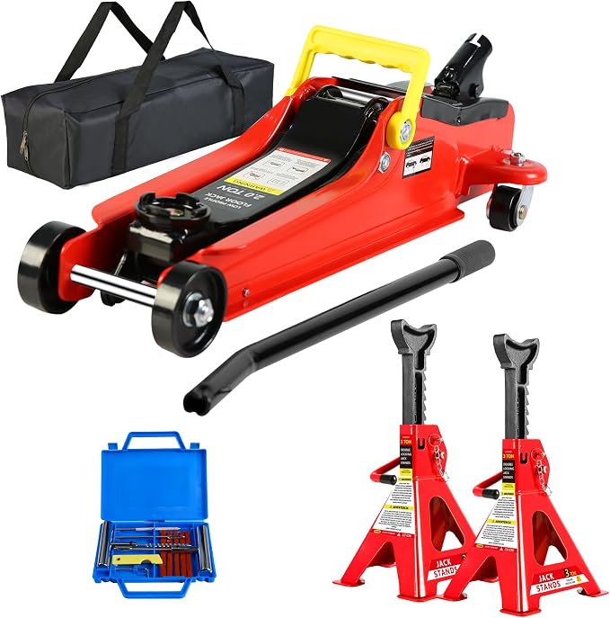 4 Piece Car Truck Floor Jack Service, Hydraulic Trolley Floor Jack & Jack by Unknown