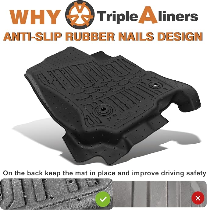 TripleAliners Floor Mats & Trunk Mat & Rear Seatback Cover All Weather TPE - Image 6