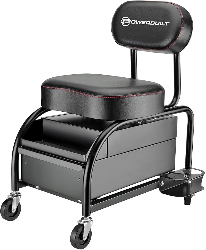 Powerbuilt Professional Car Detailers Mechanics Roller Seat, Heavy Duty Garage by PowerbuiltTools