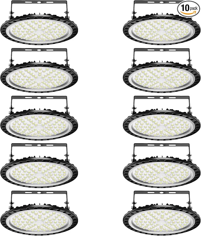 Viugreum 10 Pack 300W UFO LED High Bay Lights, 30000LM 6000K-6500K Daylight by Viugreum