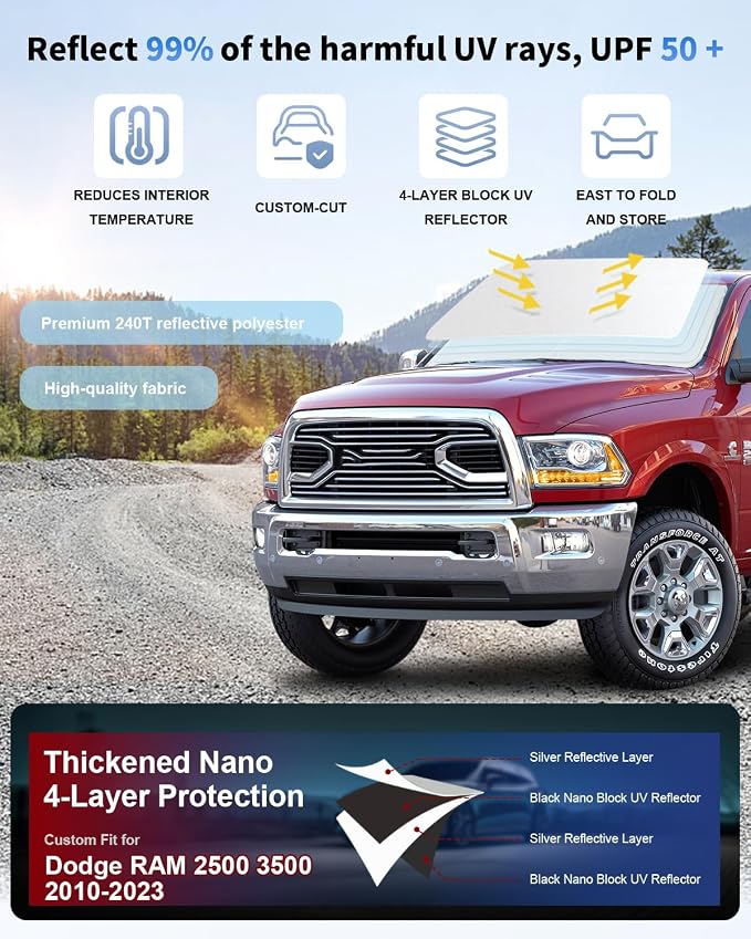 Sun Shade Sunshades for Dodge RAM 2500 3500 Truck Accessories Windshield Cover - Image 2