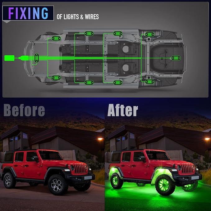 Honalia LED Rock Lights for Trucks 10 Pods, RGB Rock Lights Kits for UTV - Image 4