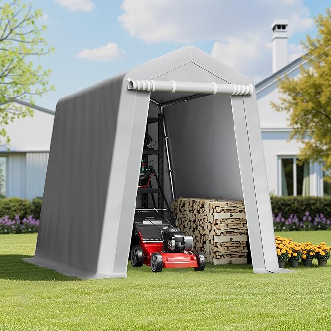 VEVOR 6x8x7 FT Portable Outdoor Storage Shed, Heavy-Duty Waterproof Shelter - Image 8
