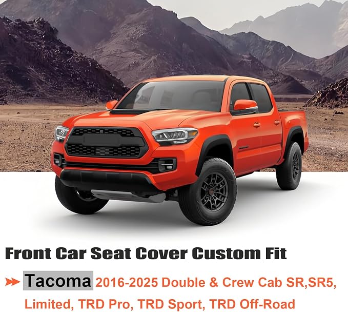 GIANT PANDA 2 Pack Front Mesh Seat Covers Custom Fit Toyota Tacoma 2016 2017 - Image 2