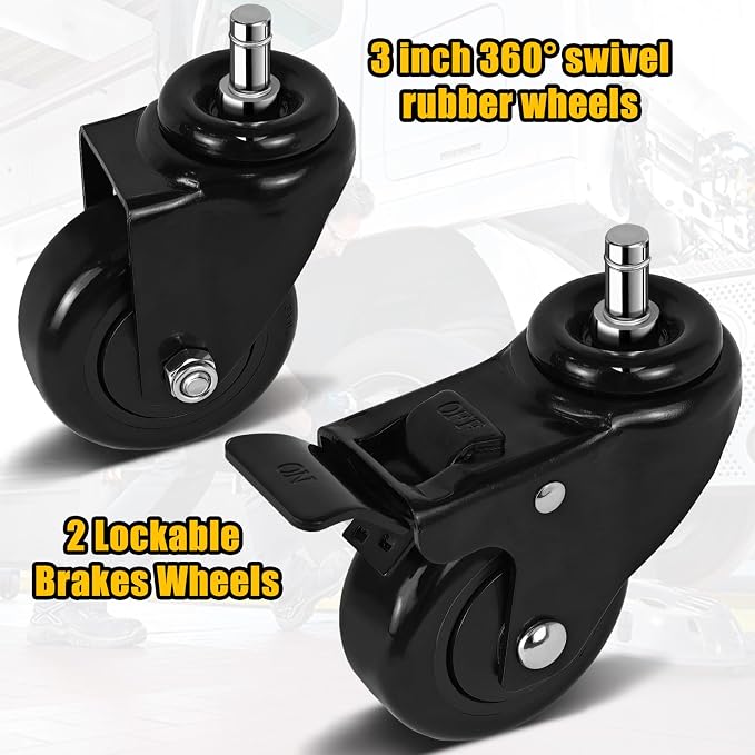 Rolling Shop Stool with Wheels, Heavy Duty Garage Work Mechanic Stool with - Image 8