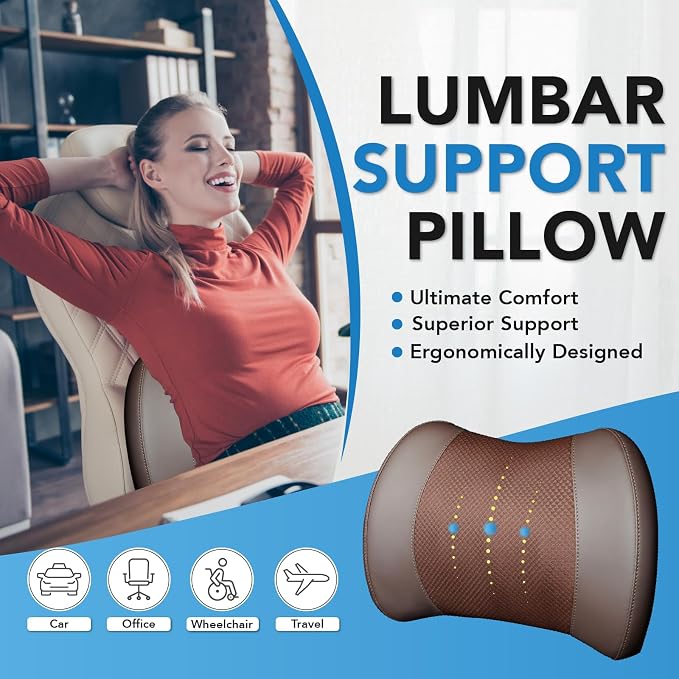 Lumbar Support Pillow for Car, Memory Foam Lumbar Pillow for Lower Back Pain - Image 2