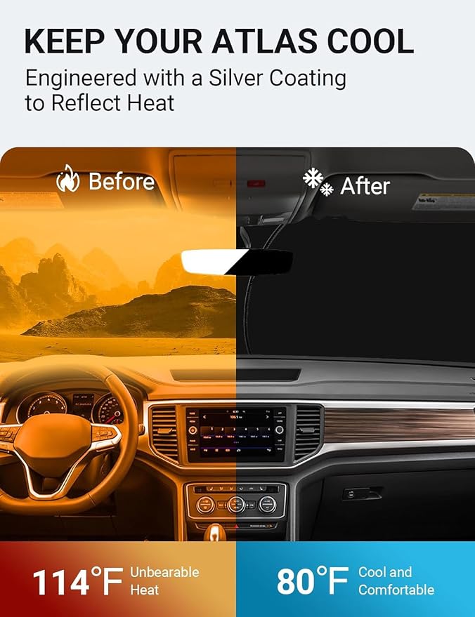 Proadsy for Volkswagen Atlas 2018-2024 2025 Windshield Sun Shade 4-Layer - Image 2