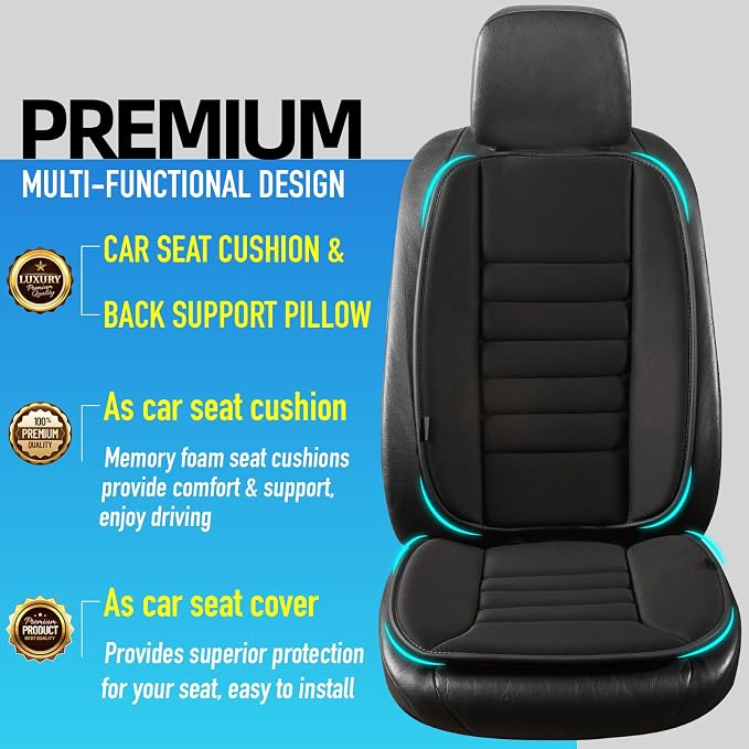 Car Seat Cushion with Back Support Pillow, Comfy Lumbar Support & Seat Cushion - Image 2