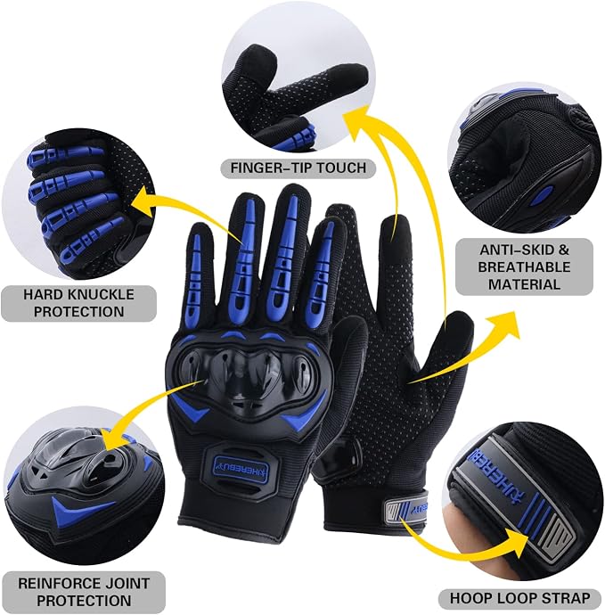 Motorcycle Gloves Touch Screen Full Finger Riding Gloves Knuckle Protection - Image 2