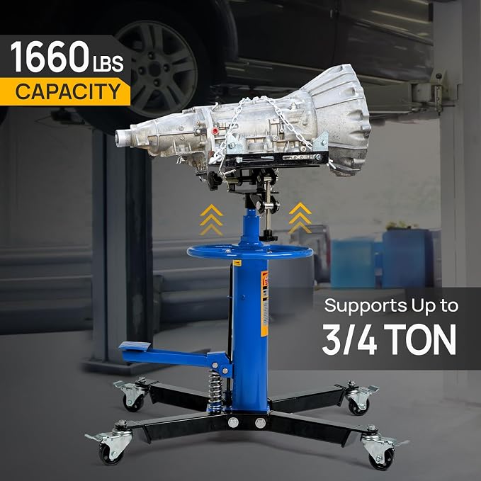 TUFFIOM Transmission Jack, 1660 lbs 3/4-Ton Hydraulic 2-Stage High Lift - Image 2