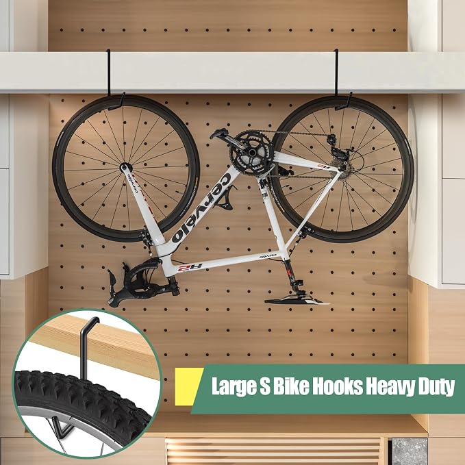Bike Hooks for Garage 6 Pcs Ceiling Bike Hangers, Steel Metal Large Hook - Image 5