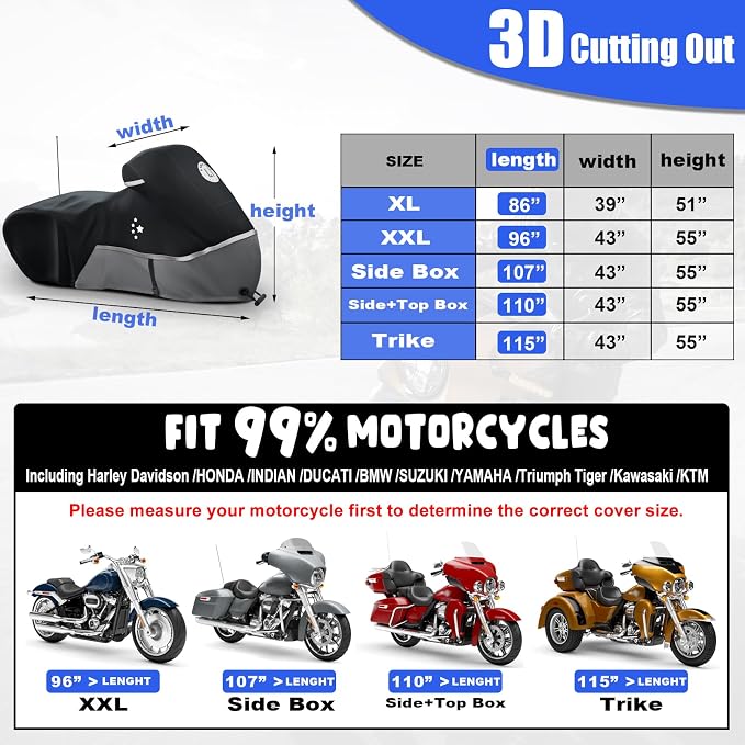 Motorcycle Cover Storage for Touring Models Harley Davidson Road King, Road - Image 6