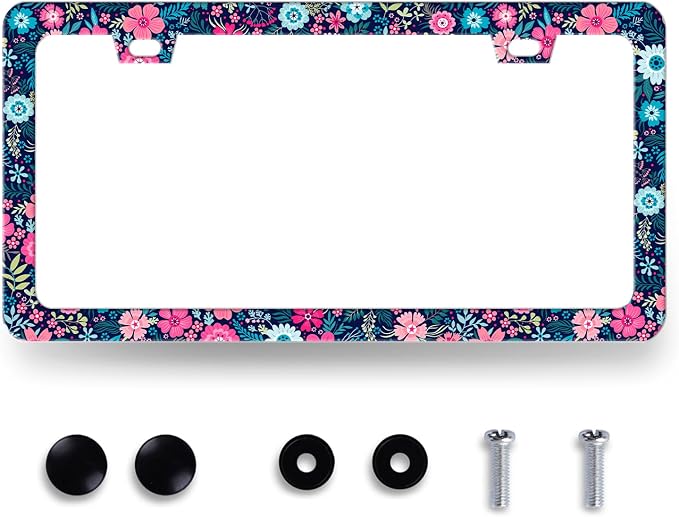 Colorful Flowers License Plate Frame Beautiful Floral Flower License Plate by RNKATIH