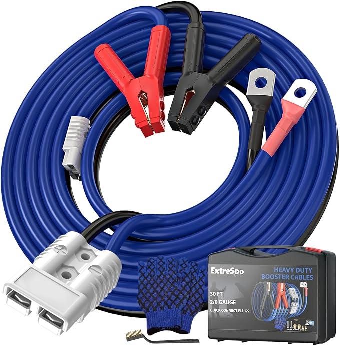 2/0 Gauge 30 FT Heavy Duty Jumper Cables, 1500Amp Quick Connect Booster Cables by EXCELLENTTRAVELASSISTANT