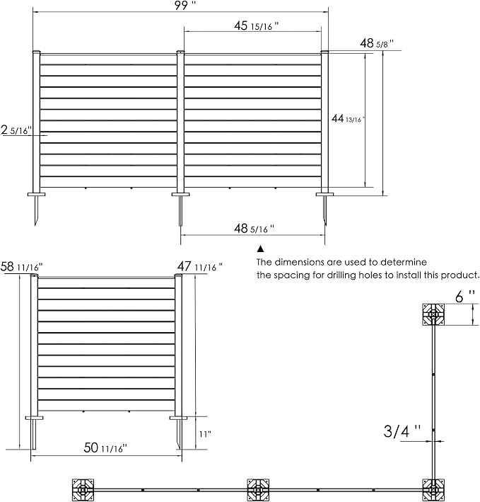 Kozyard 50" W x 48" H Outdoor Privacy Screens Aluminum Post, Air Conditioner - Image 6