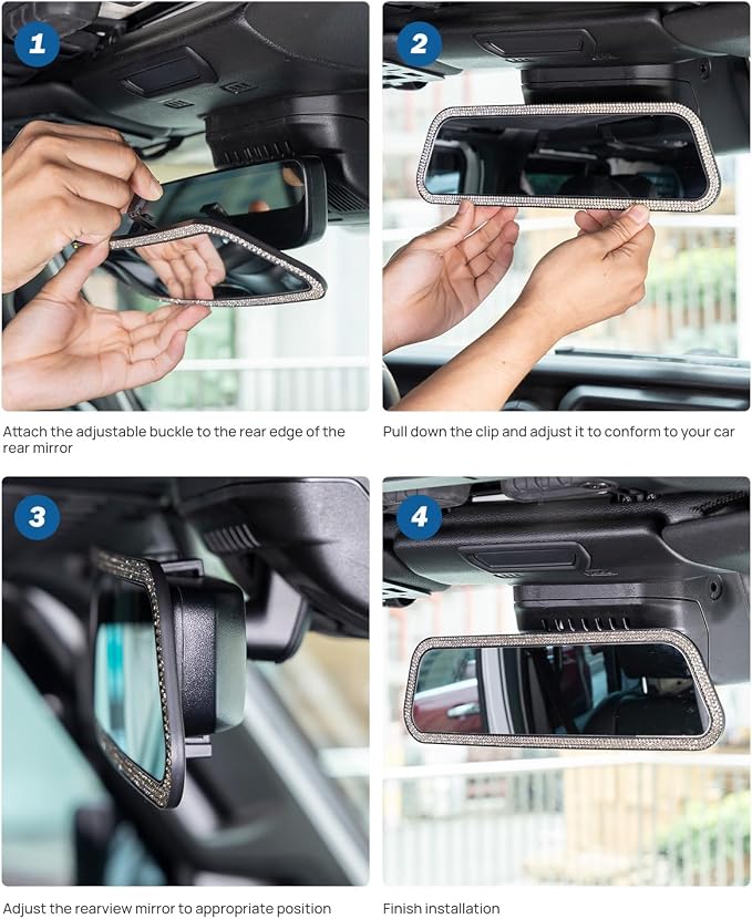 JOYTUTUS Rearvie Mirror, 12 Inch Panoramic Interior Clip-on Wide Angle Convex - Image 4