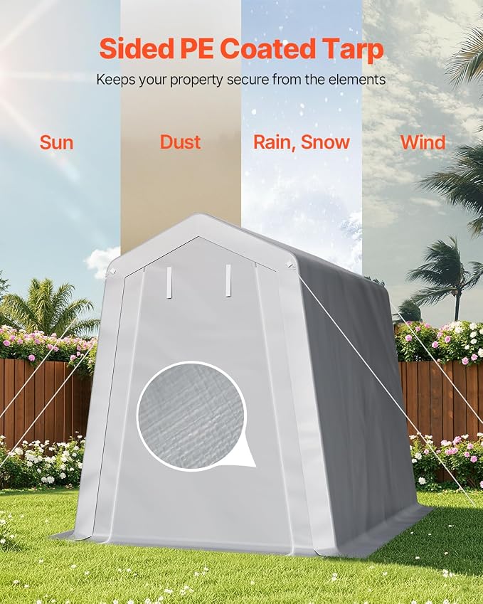 VEVOR 6x8x7 FT Portable Outdoor Storage Shed, Heavy-Duty Waterproof Shelter - Image 3