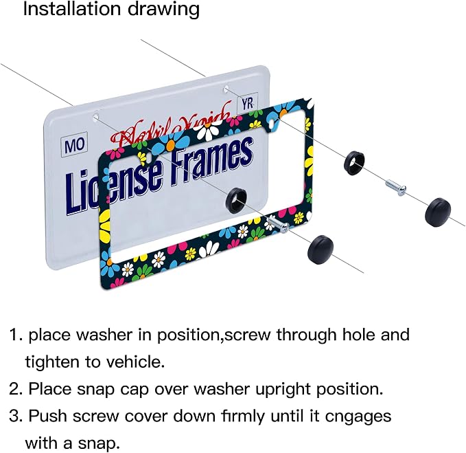 Hippie License Plate Frame Hippie Flower License Plate Covers, Tag Frame - Image 2