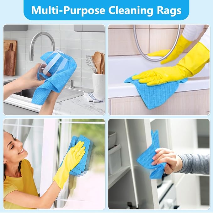 GLIMGLINT Microfiber Cleaning Cloth, 100 Pack Cleaning Rags, Ultra Absorbent - Image 7