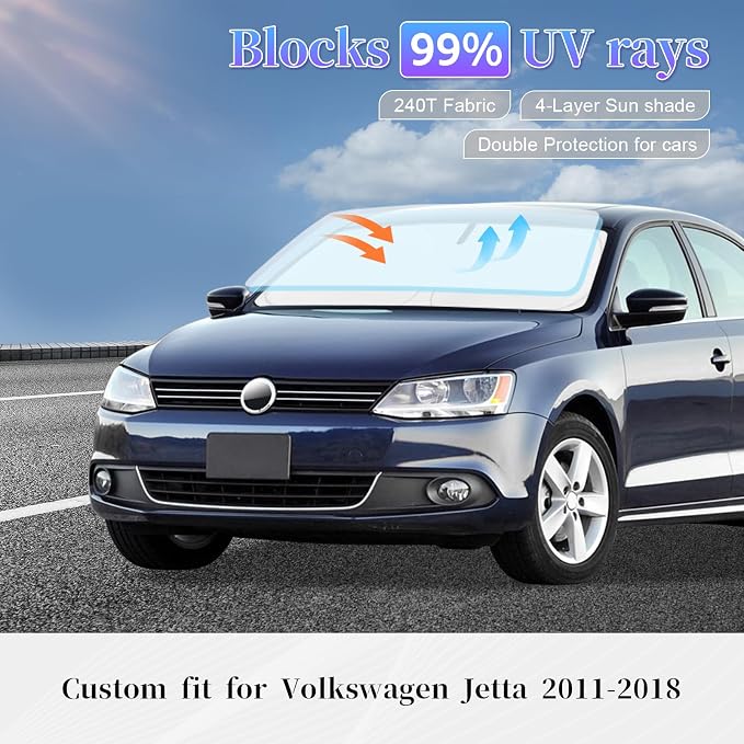 Sun Shade Sunshade for VW Jetta Windshield Cover, 4-Layer Front Window Shade - Image 2