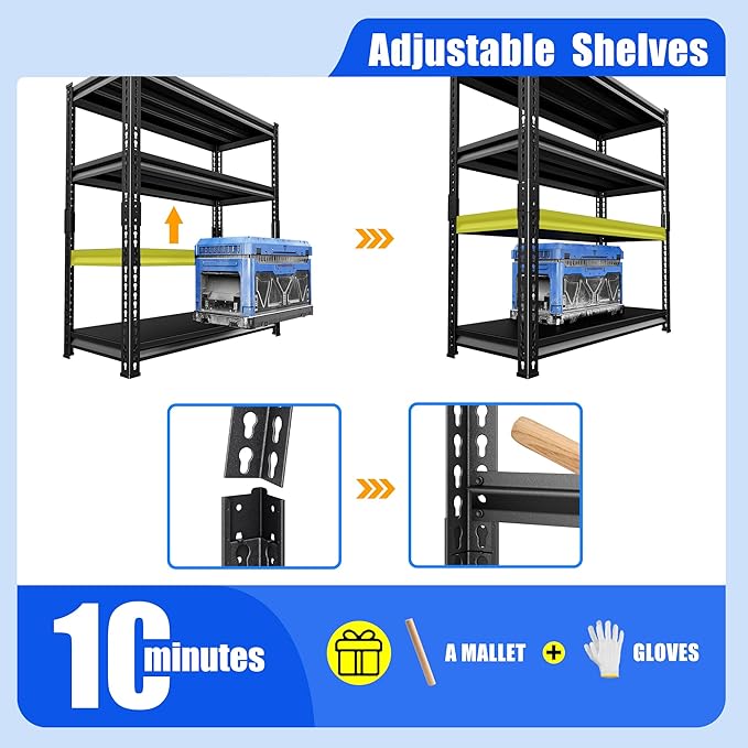 48" W Garage Shelving Heavy Duty, 1800LBS Loads Adjustable Garage Storage - Image 7