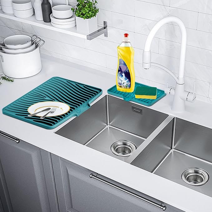 Silicone Dish Drying Mat for Kitchen Counter, Dish Drying Pad, Non-Slip Drain - Image 6