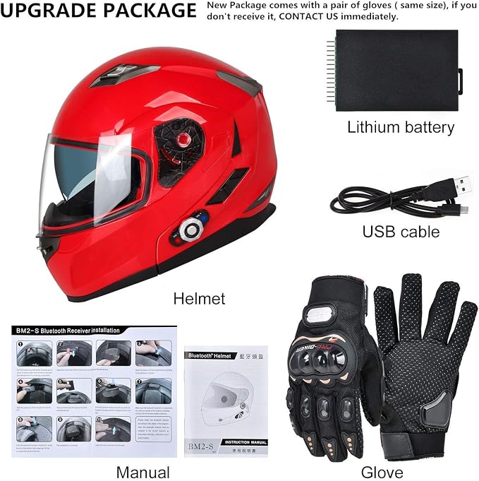 FreedConn BM2-S Bluetooth Motorcycle Helmet, Flip-Up Modular Motorbike Helmet - Image 8