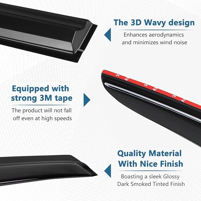 Window Rain Guards Fit for 2014-2023 Jeep Cherokee, Outside Mount Vent Window - Image 4