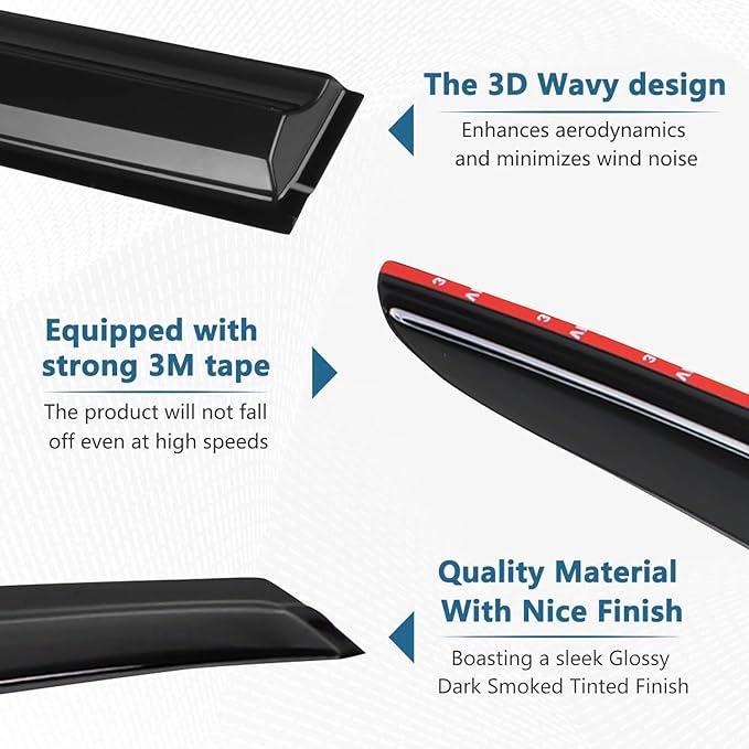 4PCS Rain Guards Fit for Honda Odyssey 2005-2010, Front & Rear Window Visors - Image 7