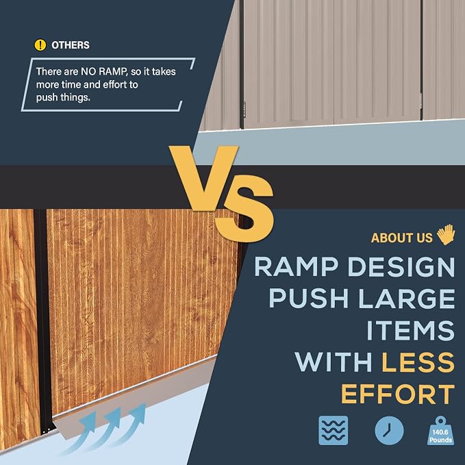 U-MAX Shed 8x6 Woodgrain Outdoor Storage Shed, Metal Outside Storage Garden - Image 6