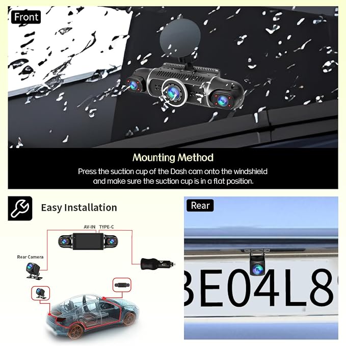 360° Dash Cam Front and Rear View 4 Channel Dash Camera FHD 2K+1080Px3 - Image 7