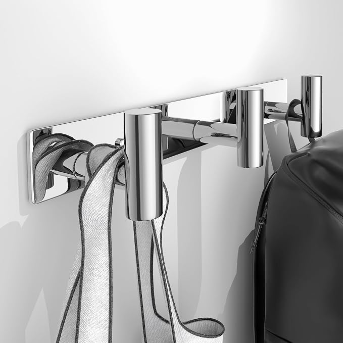 Wall Mounted Coat Rack-3 Hooks, Heavy Duty Stainless Steel Hook Rail by VINHOLD