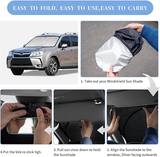 for Subaru Forester 2013-2018 Sun Shade Sunshade Windshield Cover, 240T Fabric - Image 6