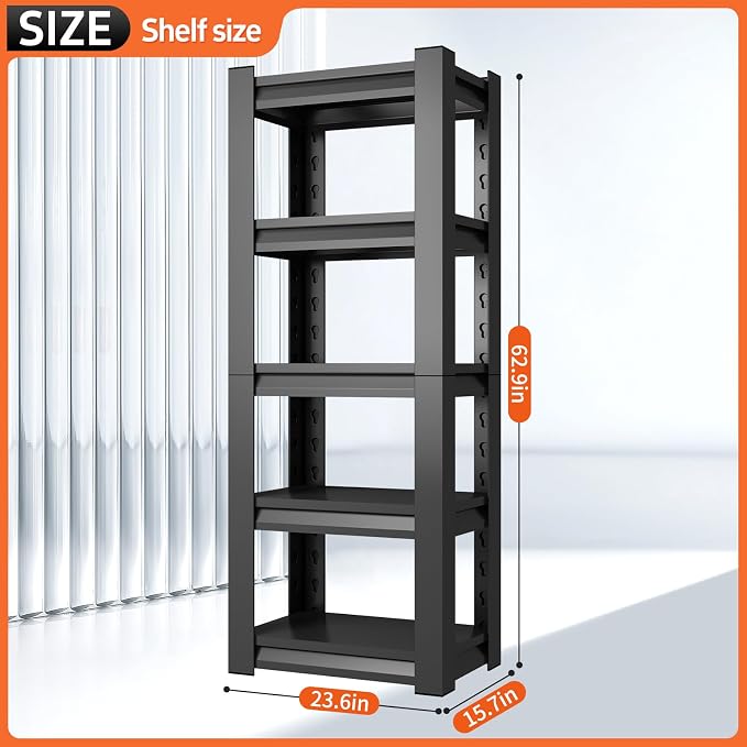 63" H Garage Shelving Unit, Garage Storage Shelves 1600LBS Heavy Duty Shelving - Image 3