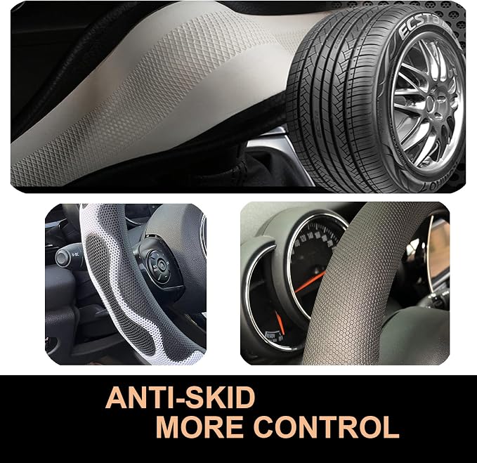 PINCTROT D Shaped Comfy Grip Steering Wheel Cover, Anti-Slip Design, Flat - Image 5