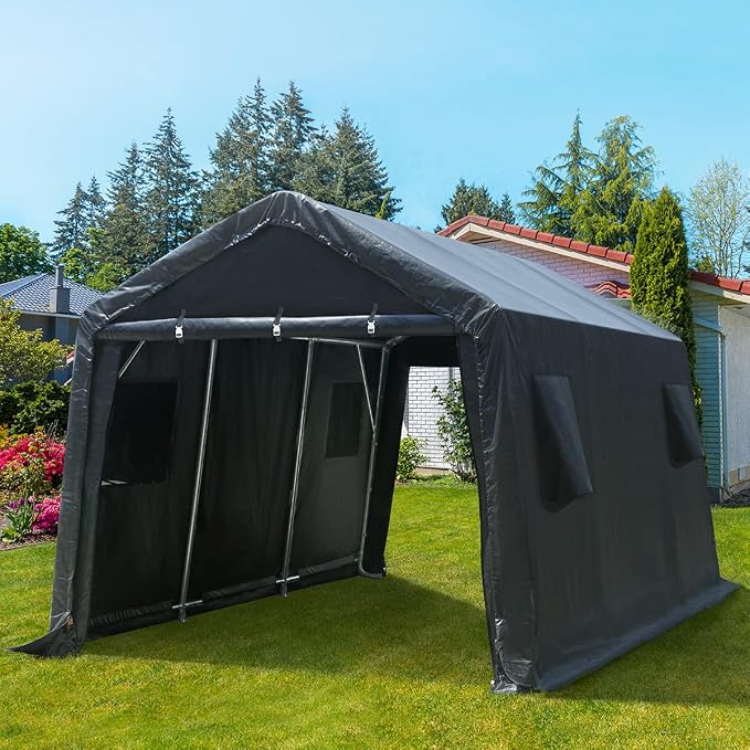 ADVANCE OUTDOOR 10x15 ft Shelter Storage Shed Steel Metal Peak Roof Portable - Image 7