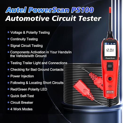 Autel PowerScan PS100 Power Circuit Probe Tester, Breaker Finder, 12V 24V - Image 2