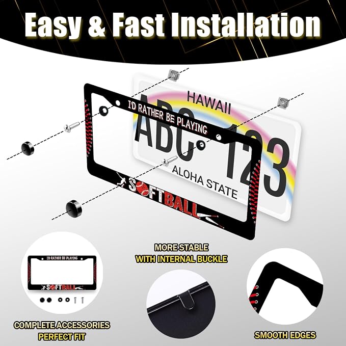I'd Rather Be Playing Softball License Plate Frame Balls License Plate - Image 7