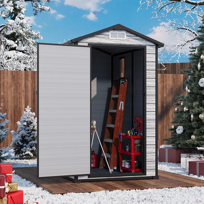 All-Weather Plastic Shed with Window, Outdoor Resin Garden Shed with Lockable - Image 9