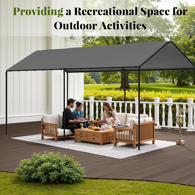 Carport, 10‘ x 20’ Heavy Duty Portable Garage All-Season Car Canopy w/Removable - Image 4